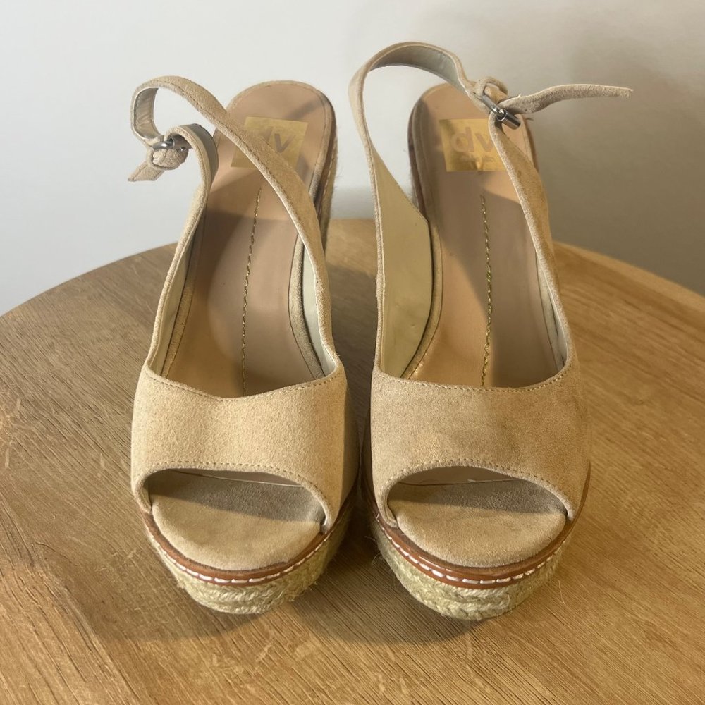 Dolce Vita Open Toe Wedge Heels Espadrilles Sandals Beige Size 8.5